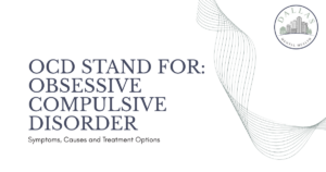 Hero banner with the title'OCD STAND FOR: OBSESSIVE COMPULSIVE DISORDER' and subtitle 'Symptoms, Causes and Treatment Options'; Dallas Mental Health circular logo appears in the top-right corner.